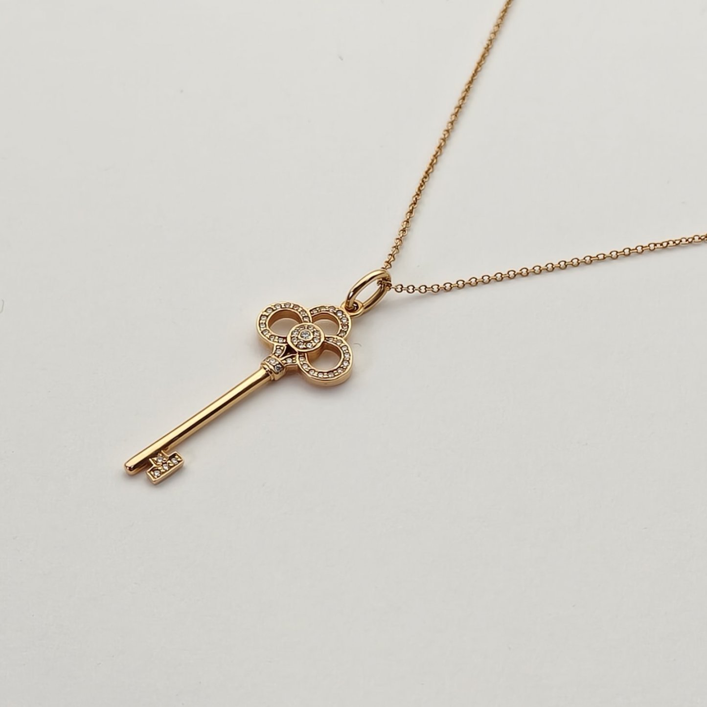 TIFFANY&CO Rose Gold Tiffany Keys Crown Key Necklace Medium 3.8cm Half Diamond 18K 18K Rose Gold,Diamond-Hana Vintage