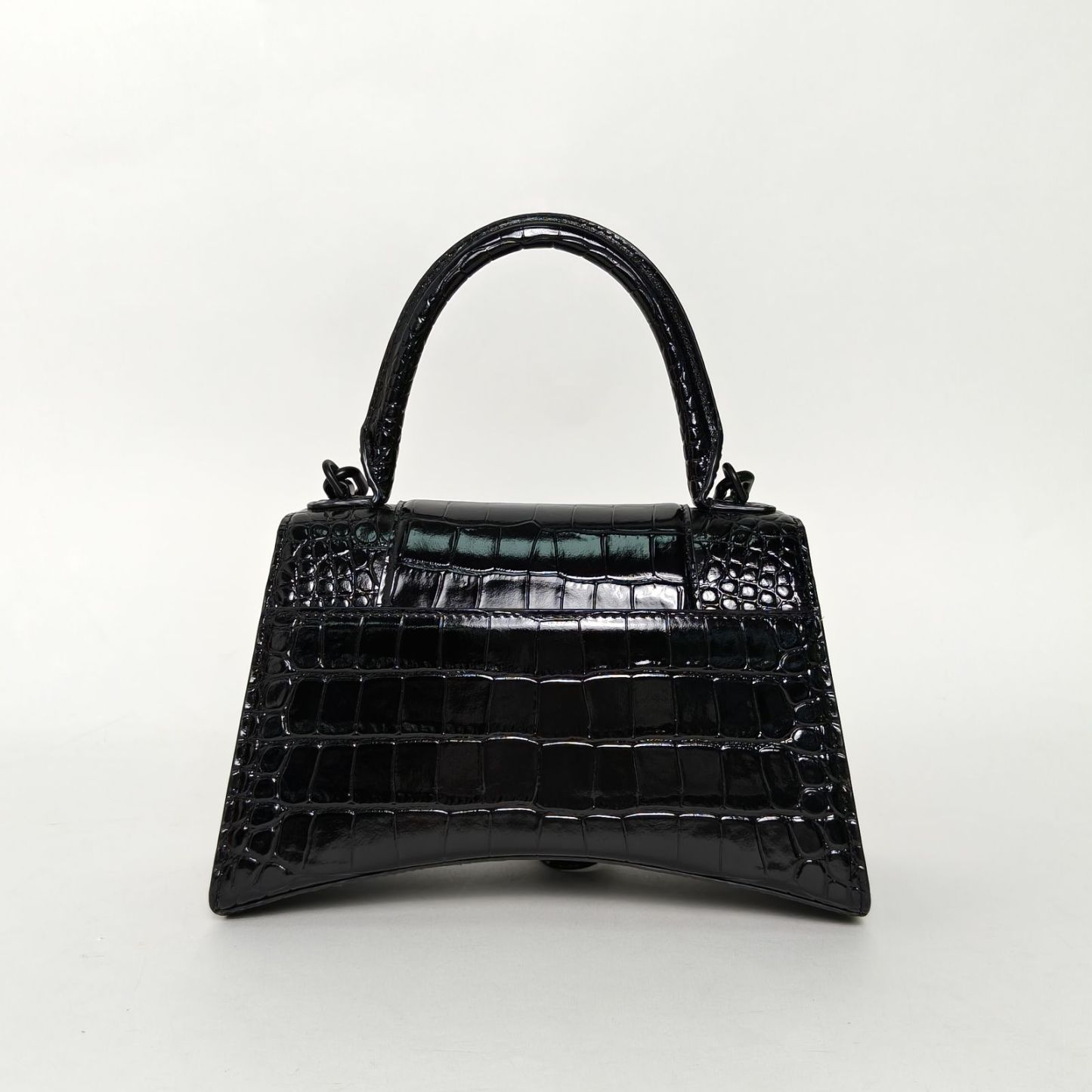 *BALENCIAGA Alligator-embossed Hourglass Handbag, Size S, Black Hardware-Hana Vintage