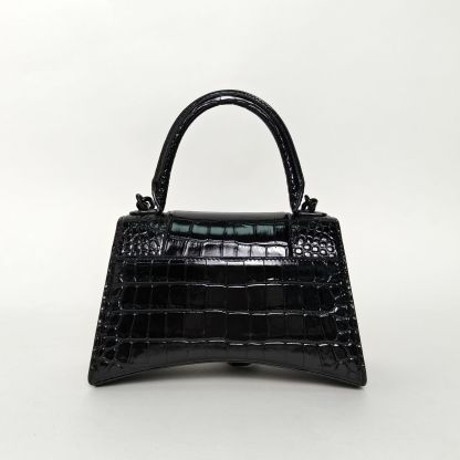 *BALENCIAGA Alligator-embossed Hourglass Handbag, Size S, Black Hardware-Hana Vintage