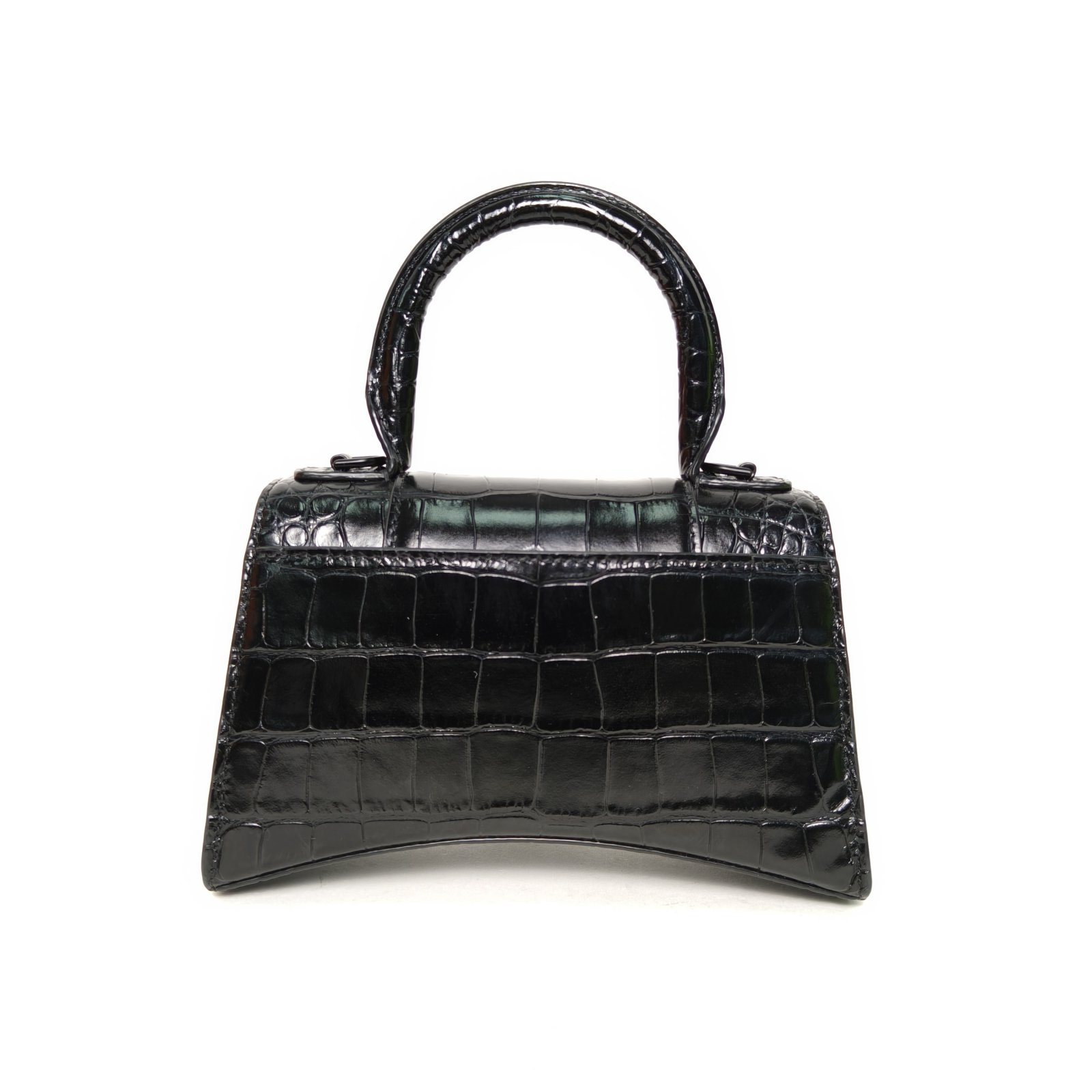 *BALENCIAGA Crocodile Embossed Hourglass Handbag XS size Black Hardware-Hana Vintage