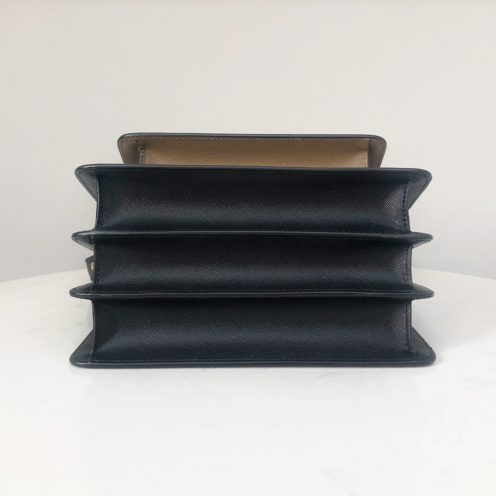 Marni Medium Accordion Bag, Wall Gray and White and Coffee Brown