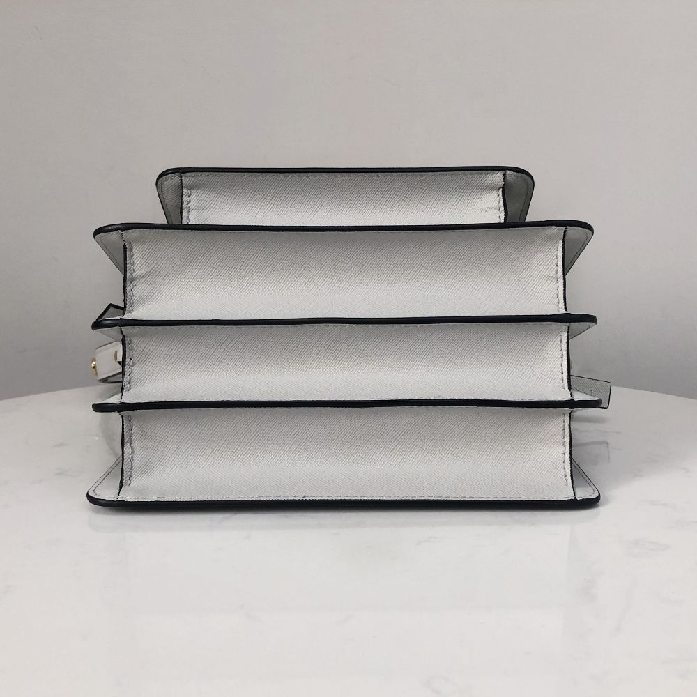 Marni Medium Accordion Bag, Wall Gray and White Cross Pattern