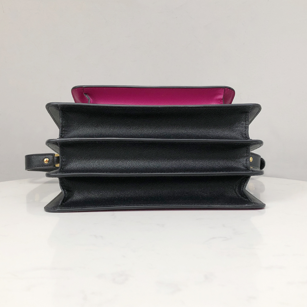 Marni Accordion Bag Medium Misty Blue and Rose Red