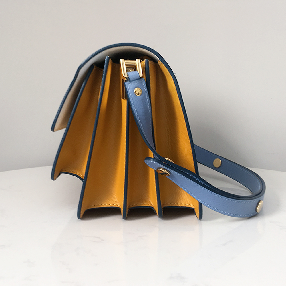 Marni Accordion Bag Medium, Beige with Ginger Yellow