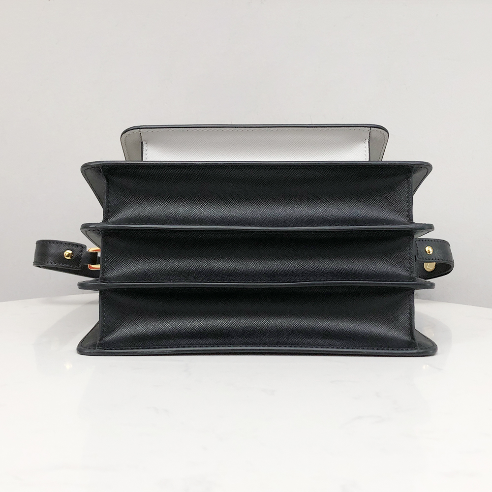 Marni Accordion Bag Medium, Coffee Brown with Grayish White