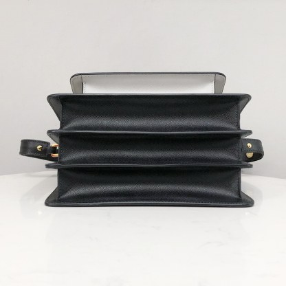 Marni Accordion Bag Medium, Coffee Brown with Grayish White