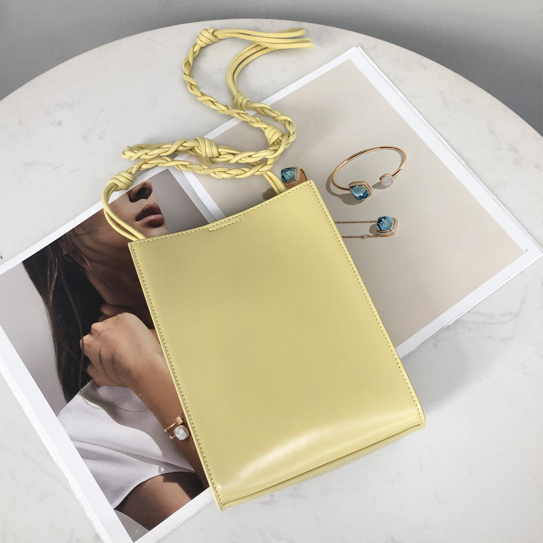 Jil Sander Tangle Small Square Bag in Beige