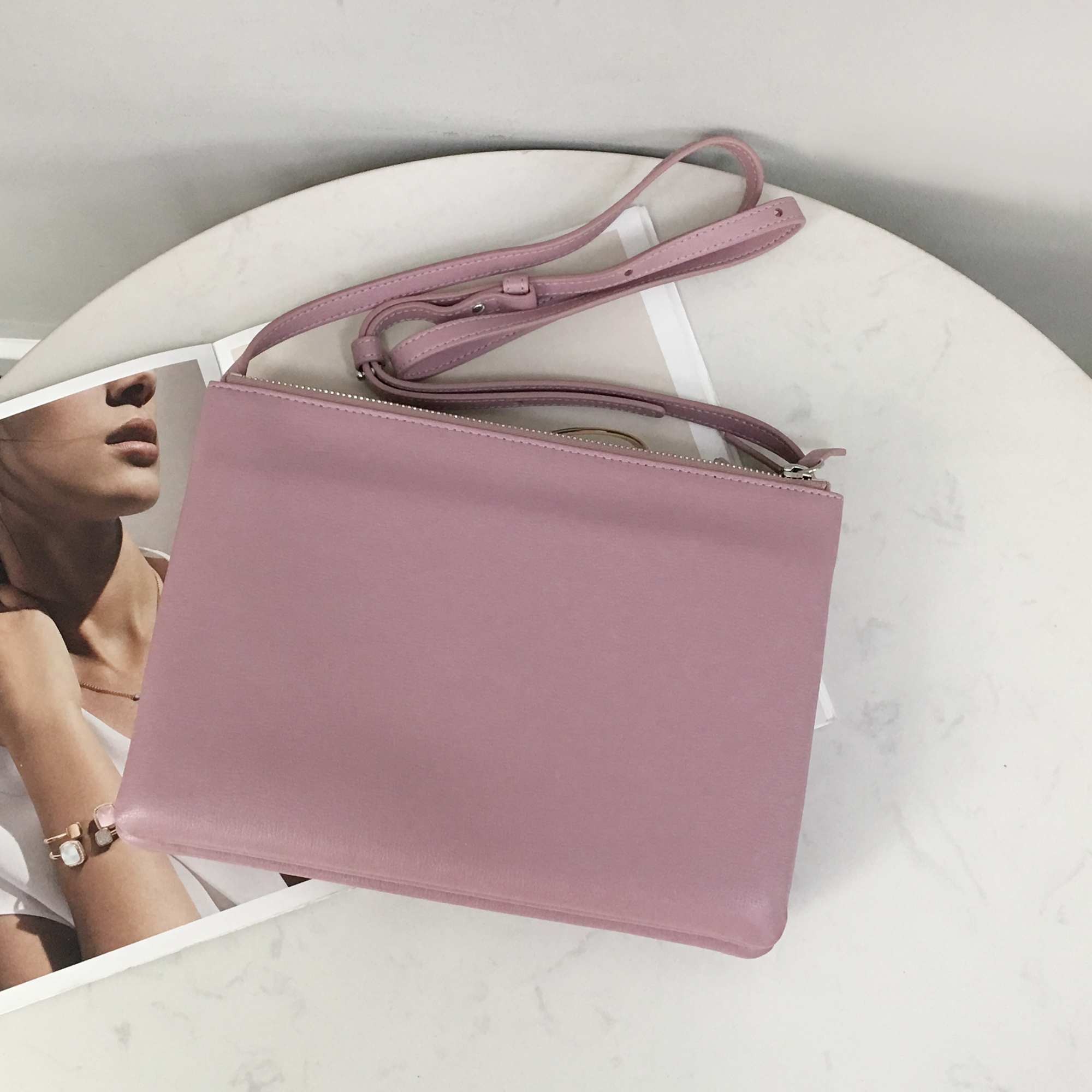 Celine Large Tri-Fold Bag in Rose Pink Woodgrain