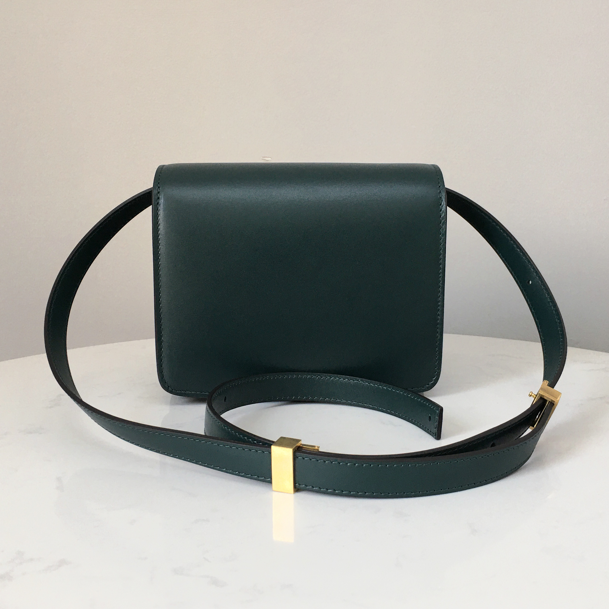 Celine Small Box Bag in Postman Green with Gold Hardware