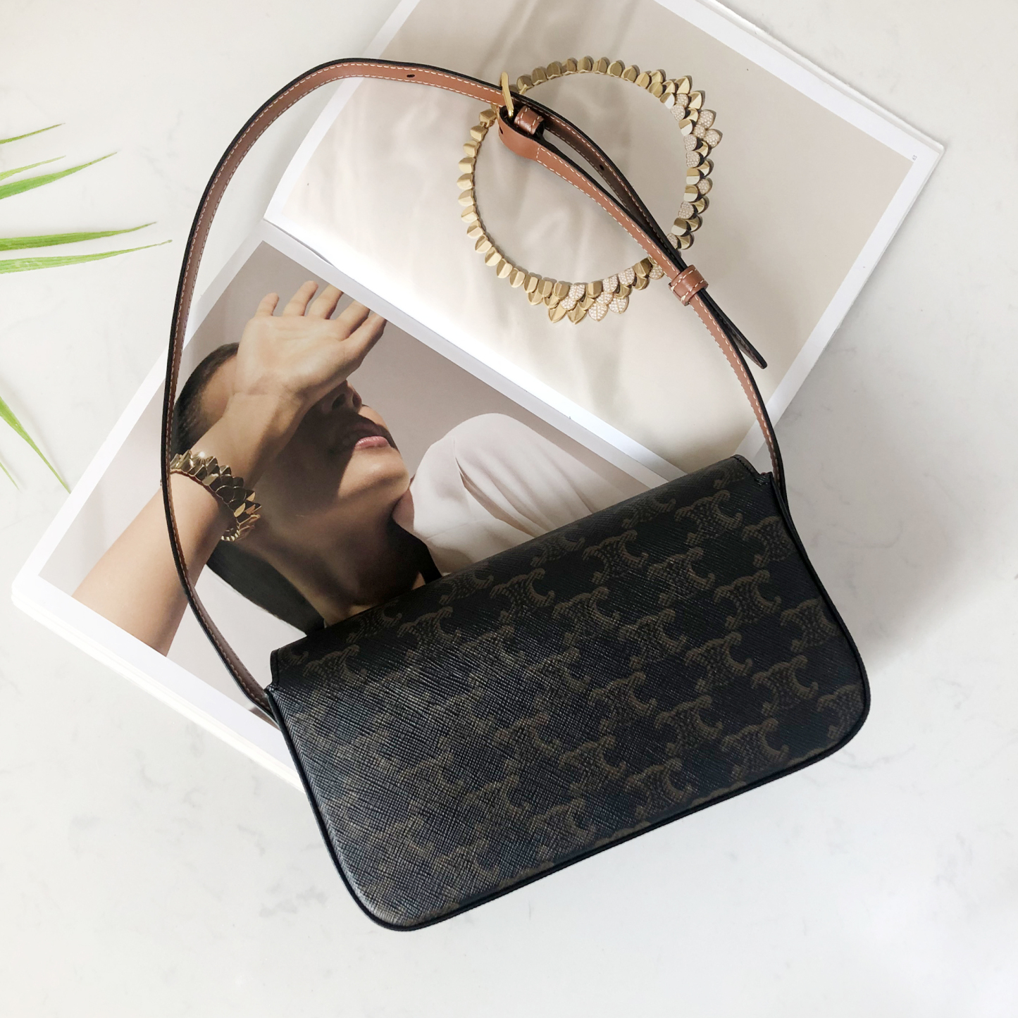 Celine Rectangular Monogram Triomphe Bag