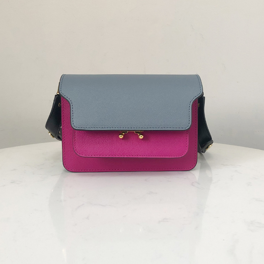 Marni Mini Accordion Bag, Misty Blue and Rose Red