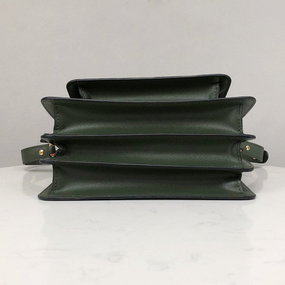 Marni Medium Accordion Bag, Postman Green Cross Pattern