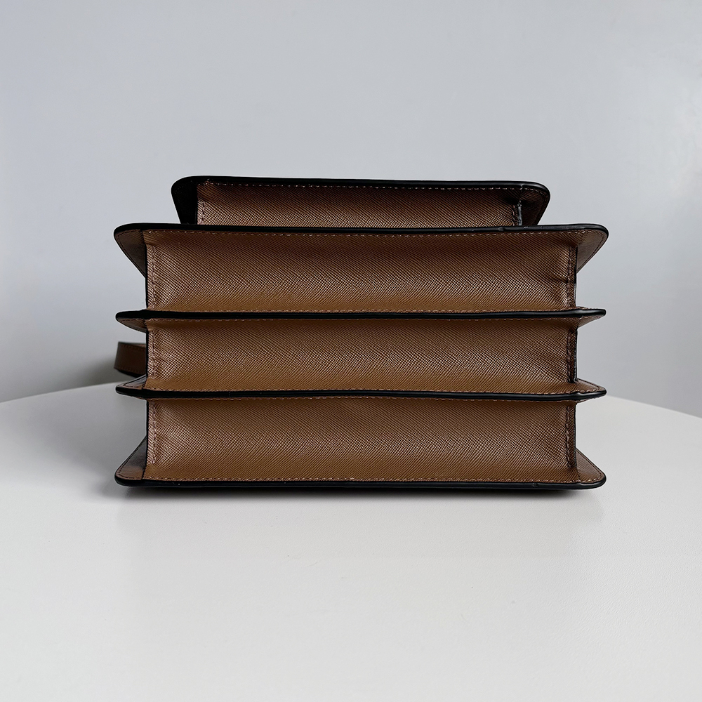 Marni Medium Accordion Bag, Coffee Brown Cross Pattern