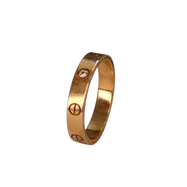CARTIER LOVE 18K Gold Single Diamond Narrow Ring 18K Rose Gold,Diamond-Hana Vintage