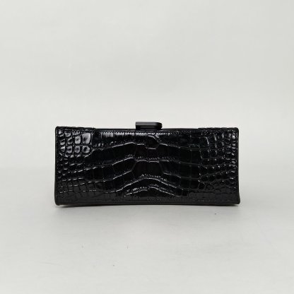 *BALENCIAGA Alligator-embossed Hourglass Handbag, Size S, Black Hardware-Hana Vintage