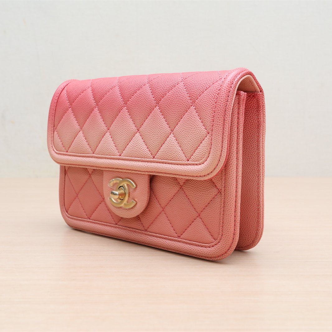 CHANEL Chanel Fanny Pack, Gradient Pink Flap with Gold Hardware, Gradient Color, 2019, Gold Hardware