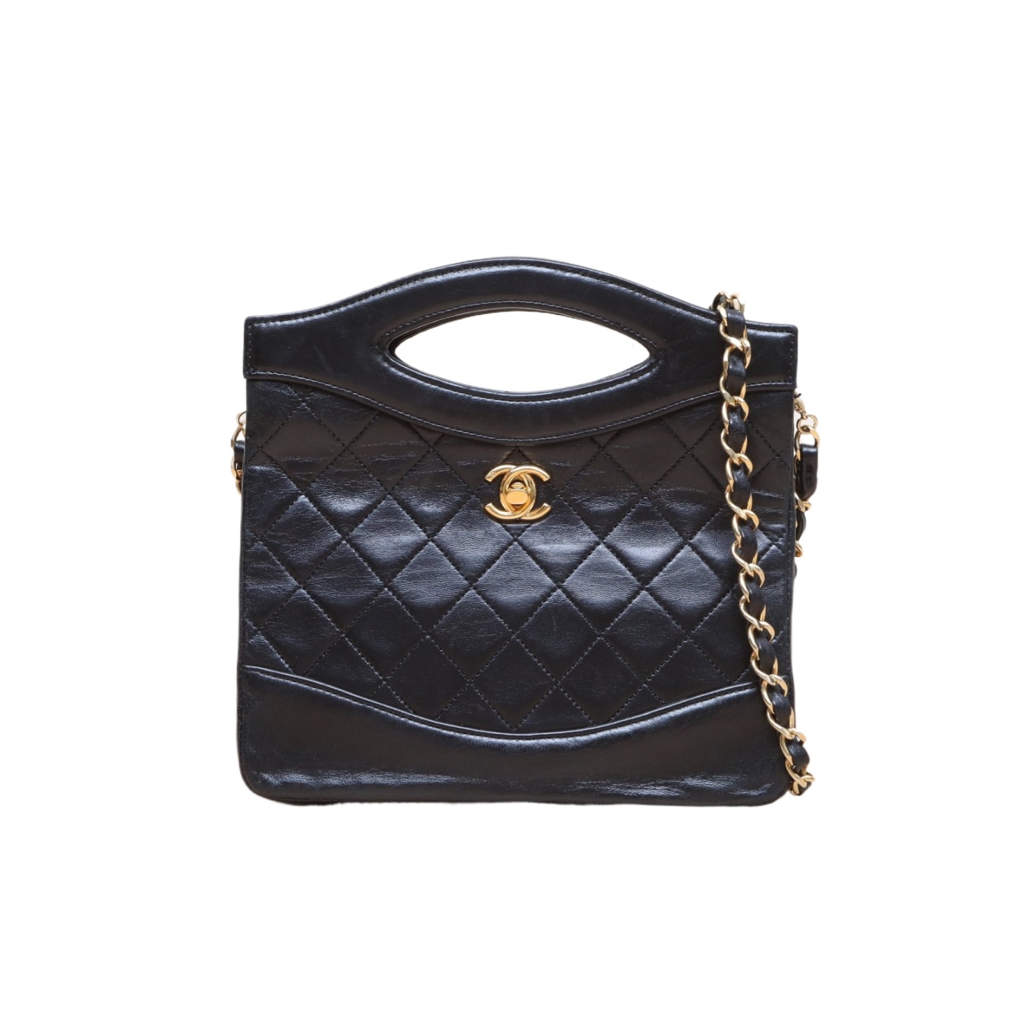 CHANEL Vintage Mini 31 Black and Gold Lambskin Bag