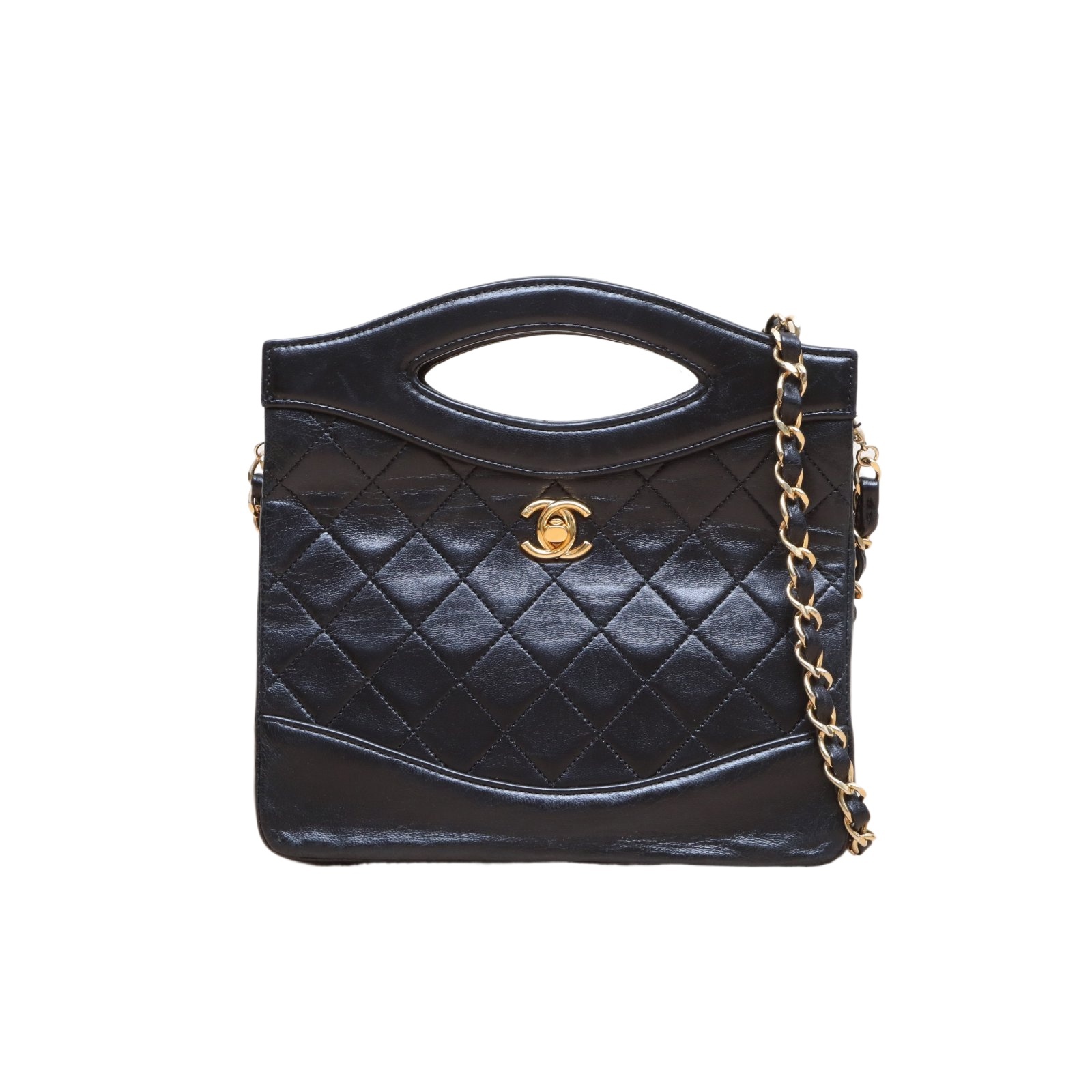CHANEL Vintage Mini 31 Black and Gold Lambskin Bag