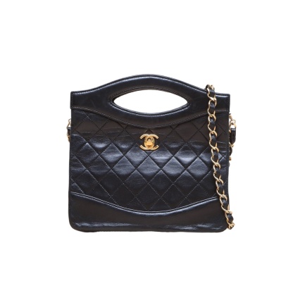CHANEL Vintage Mini 31 Black and Gold Lambskin Bag