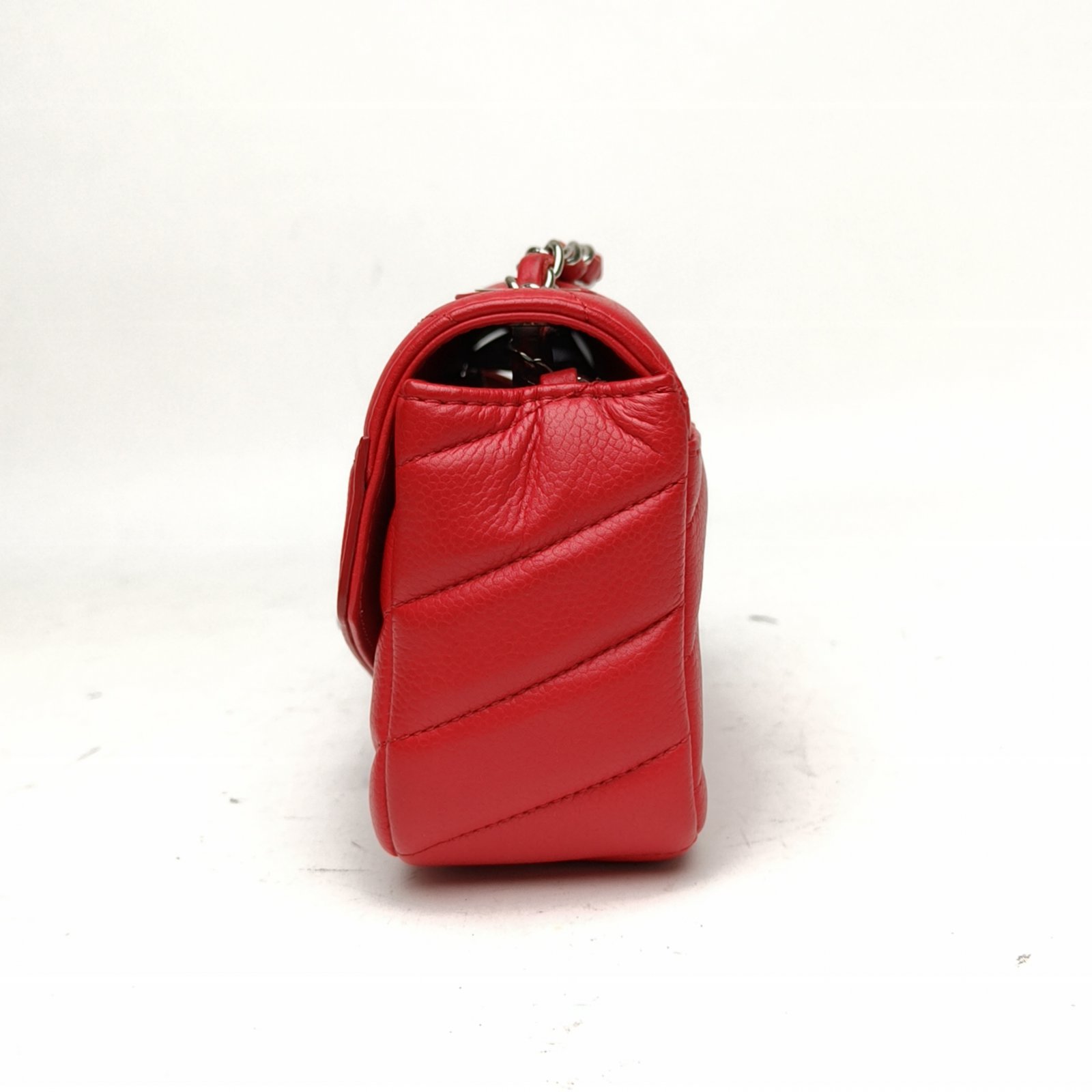 CHANEL Red 2018 Sliver Hardware CF Flap Bag Seasonal mini 18cm V-shaped