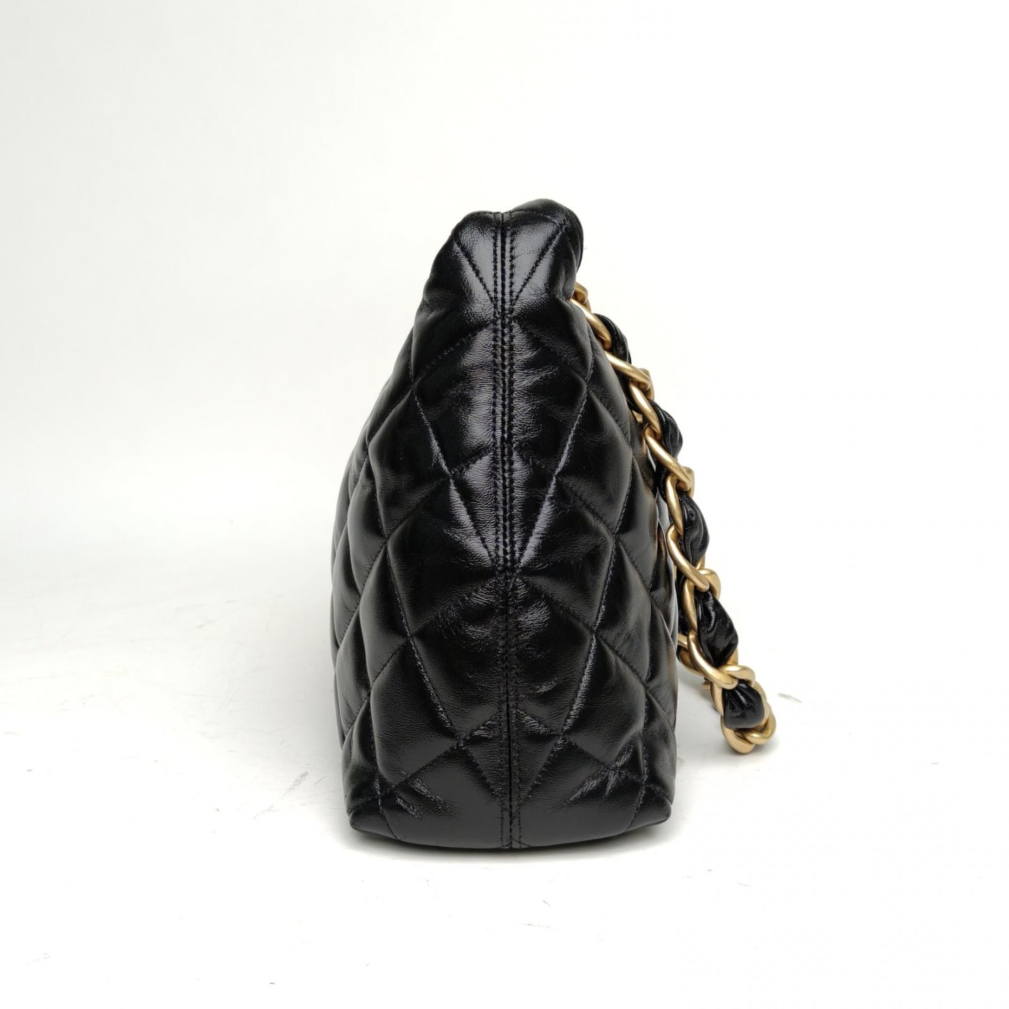 CHANEL Black Chip Gold Hardware 24A hobo Large 30cm-Hana Vintage