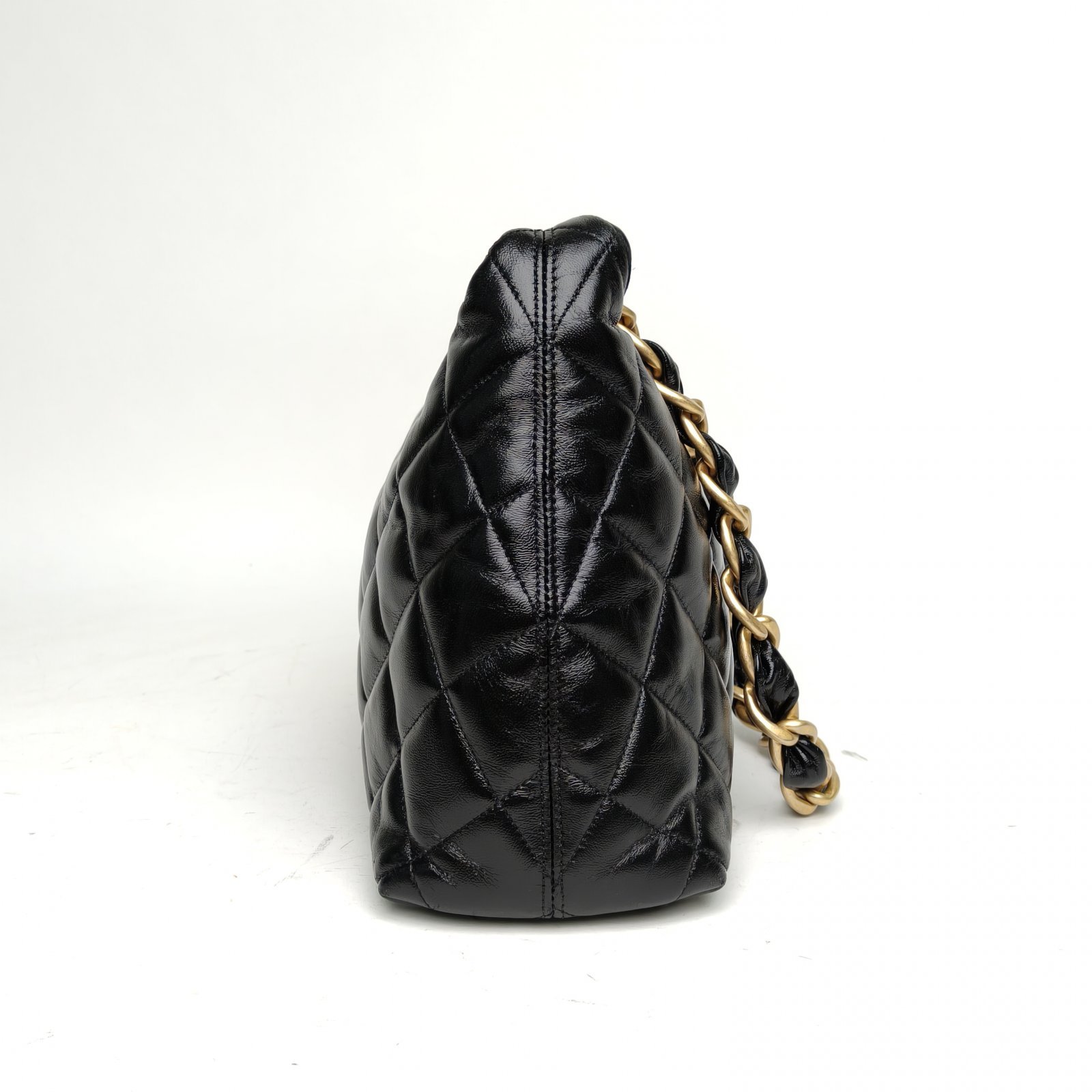 CHANEL Black Chip Gold Hardware 24A hobo Large 30cm-Hana Vintage