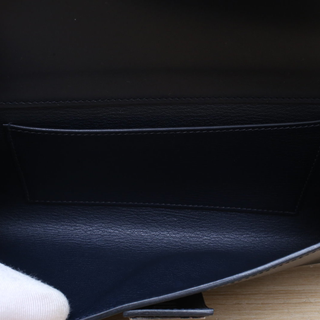 HERMES 89 Black Box Leather Frame O Sliver Hardware CDC Clutch-Hana Vintage
