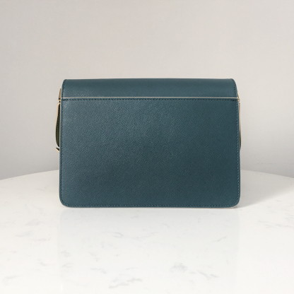 Marni Accordion Bag Medium, Peacock Blue with Off-White