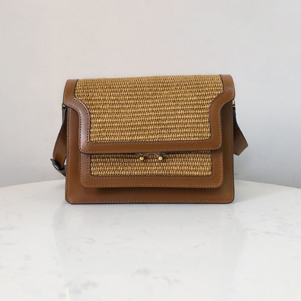 Marni Woven Accordion Bag, Brown