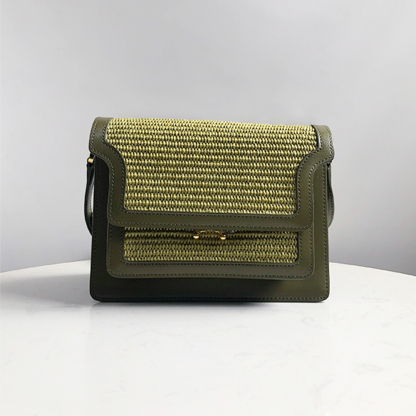 Marni Woven Accordion Bag, Olive Green