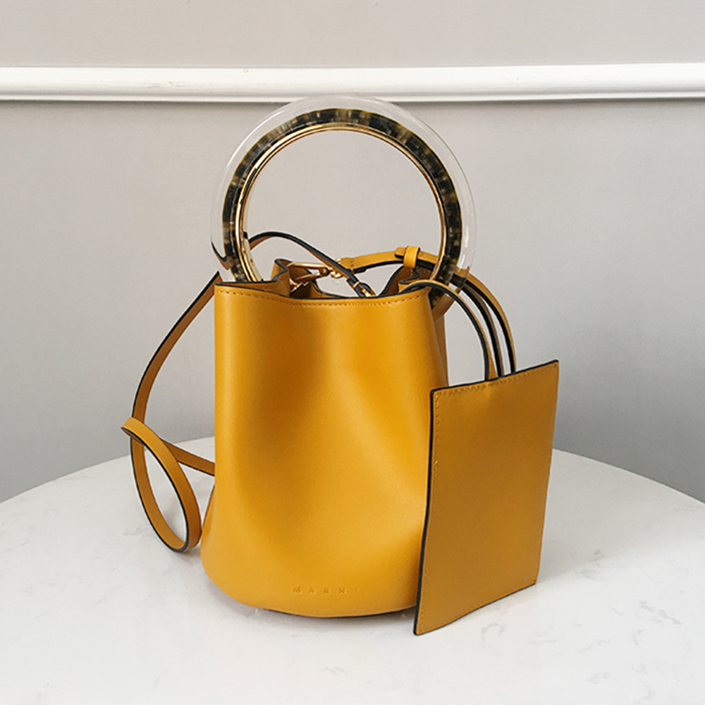 Marni Small Bucket Bag, Ginger Yellow with Transparent Handle