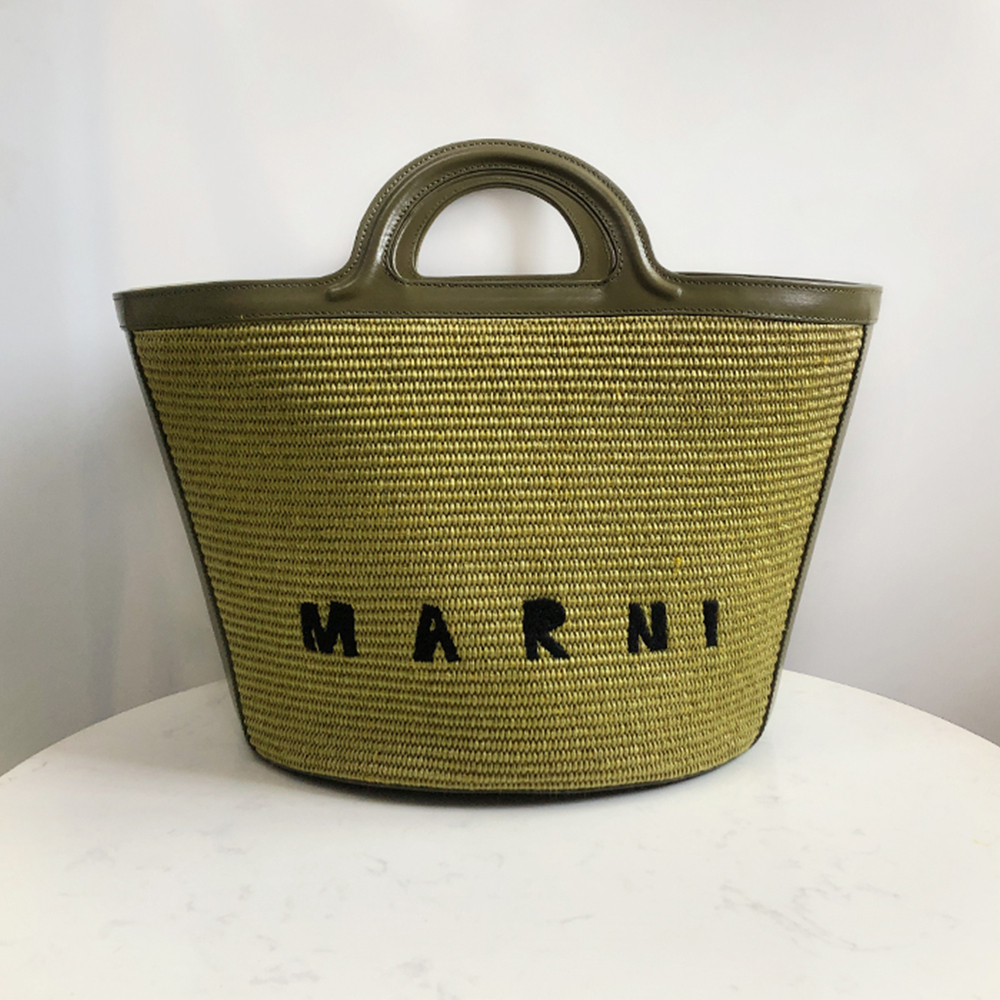Marni Woven Basket Large, Olive Green