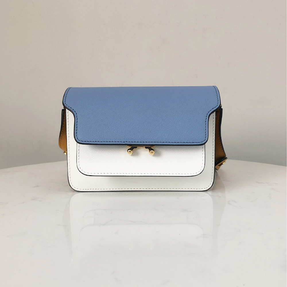 Marni Mini Accordion Bag, Sky Blue and White