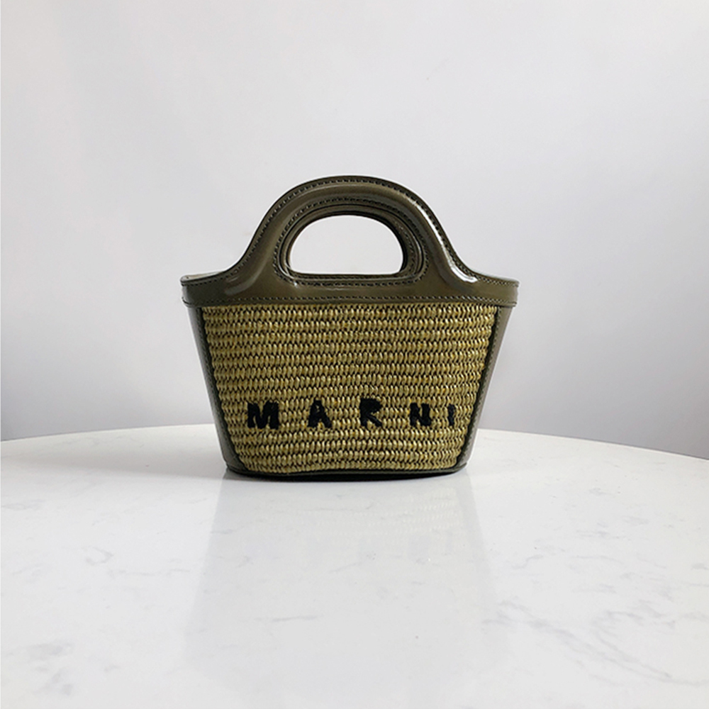 Marni Woven Basket MINI, Olive Green
