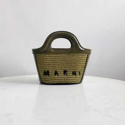 Marni Woven Basket MINI, Olive Green