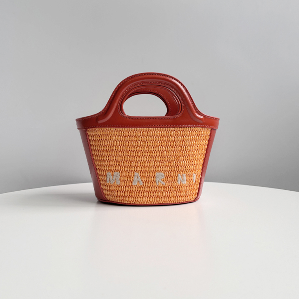 Marni Woven Basket MINI, Brownish Red