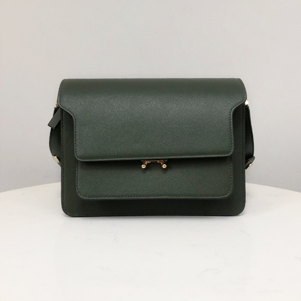 Marni Medium Accordion Bag, Postman Green Cross Pattern