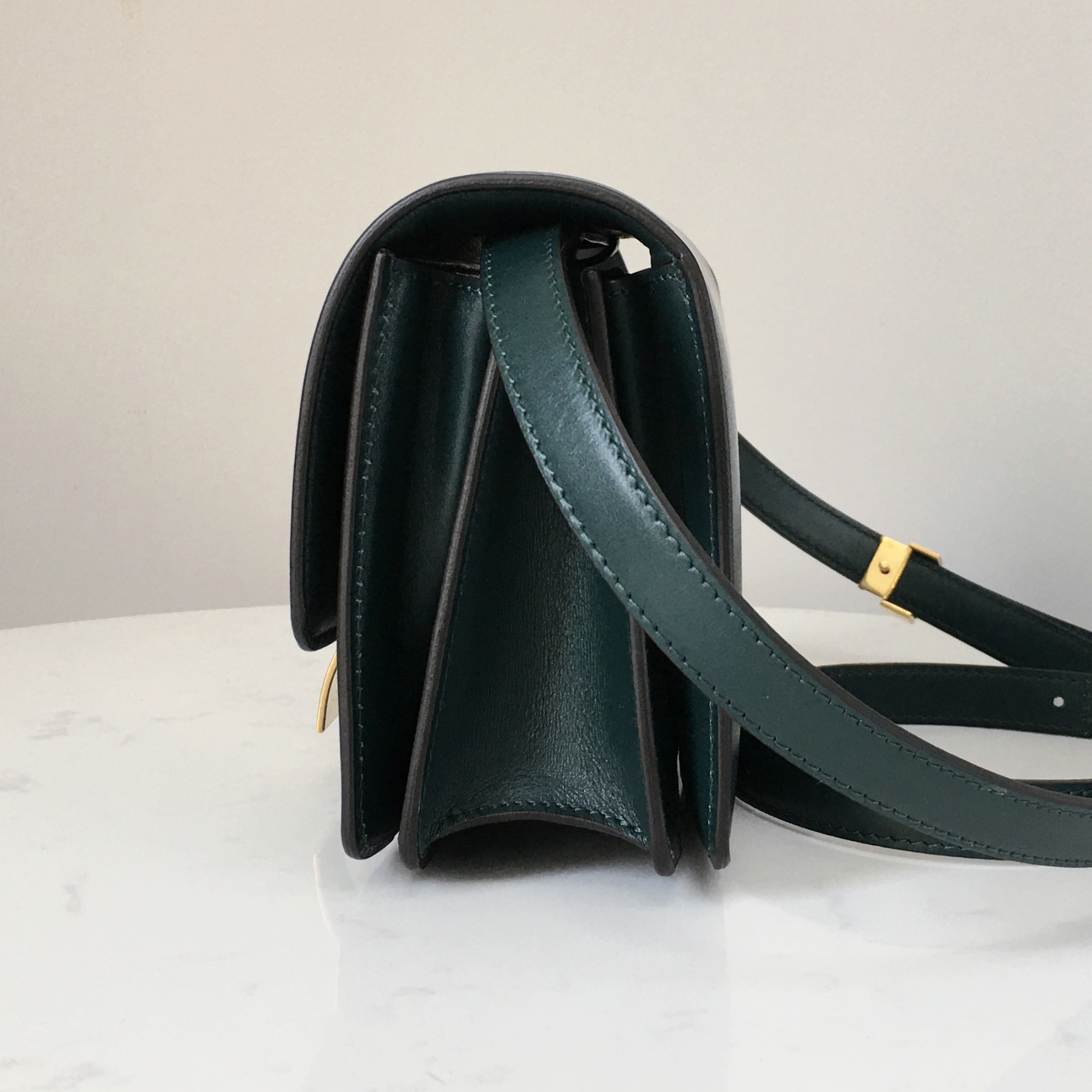Celine Small Box Bag in Postman Green with Gold Hardware