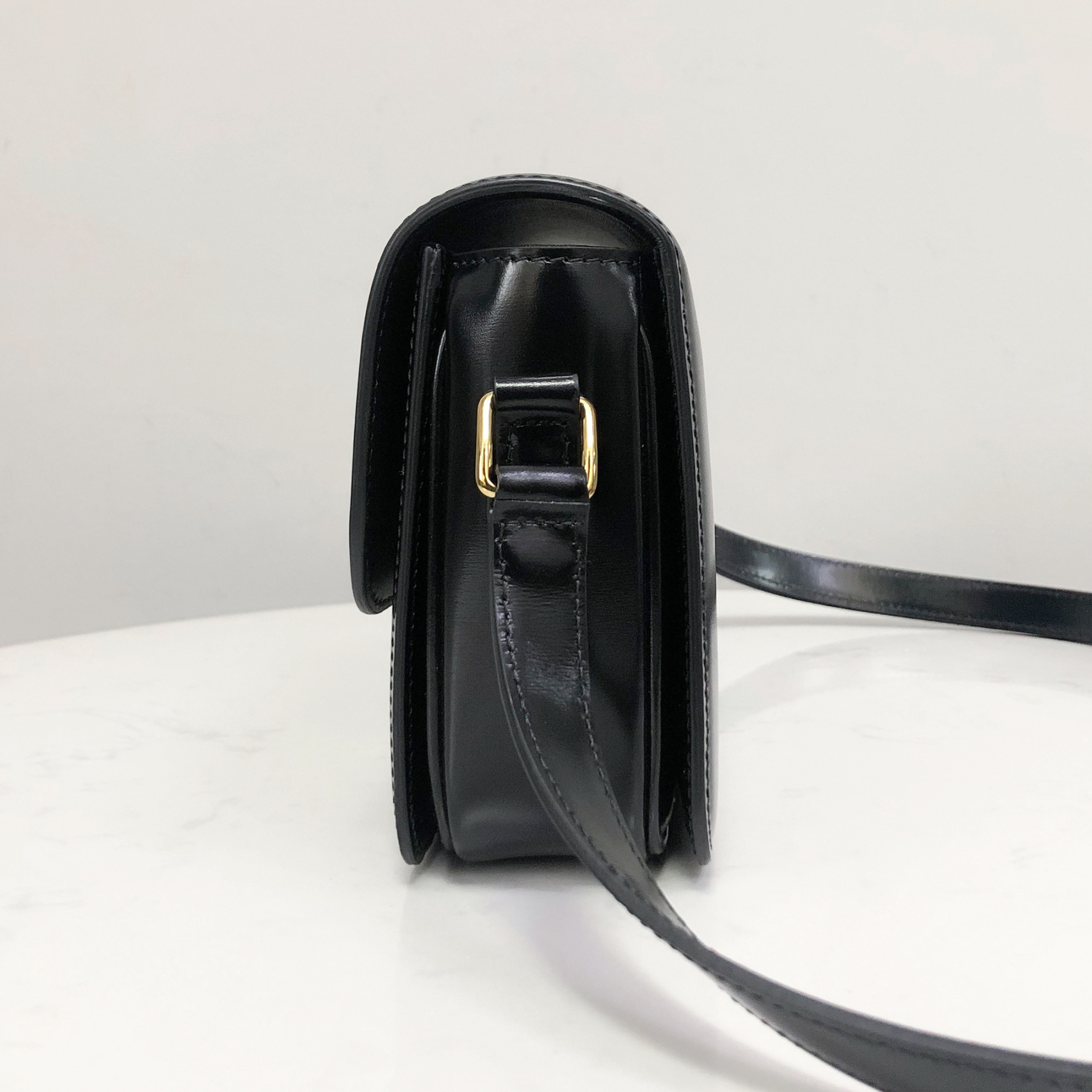 Celine Teen Triomphe Bag in Black Calfskin