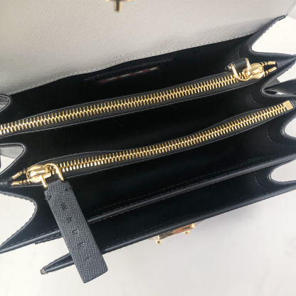 Marni Medium Accordion Bag, Wall Gray and White and Coffee Brown