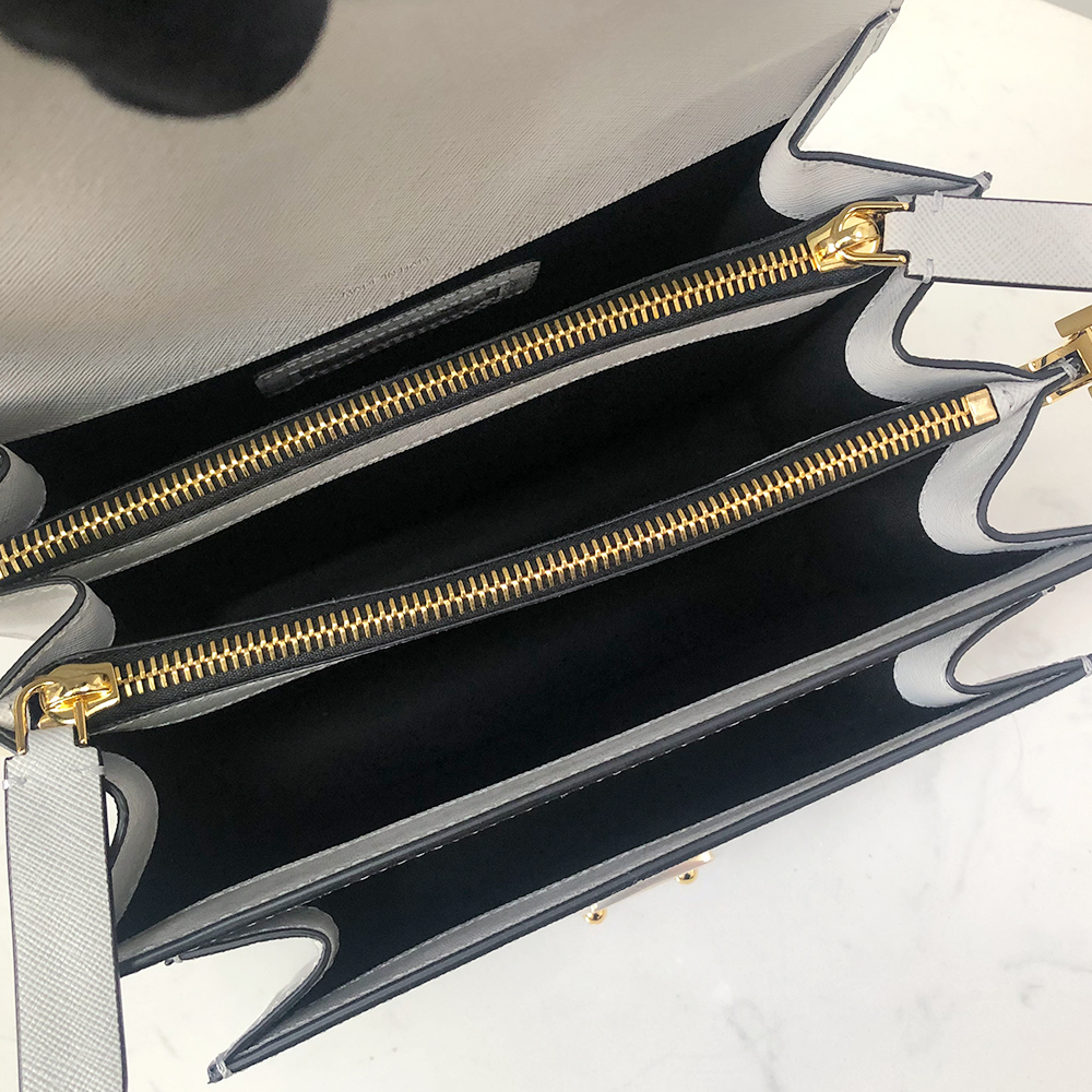 Marni Medium Accordion Bag, Wall Gray and White Cross Pattern