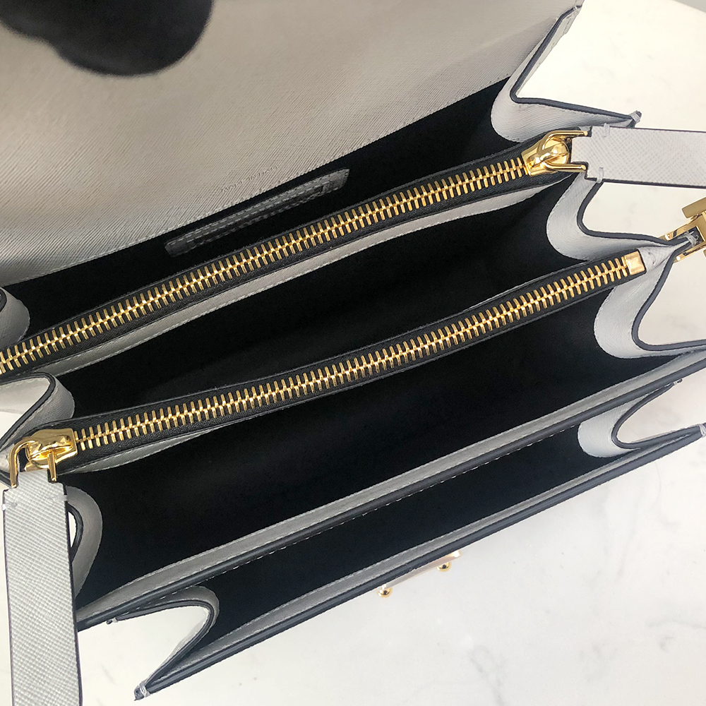 Marni Medium Accordion Bag, Wall Gray and White Cross Pattern