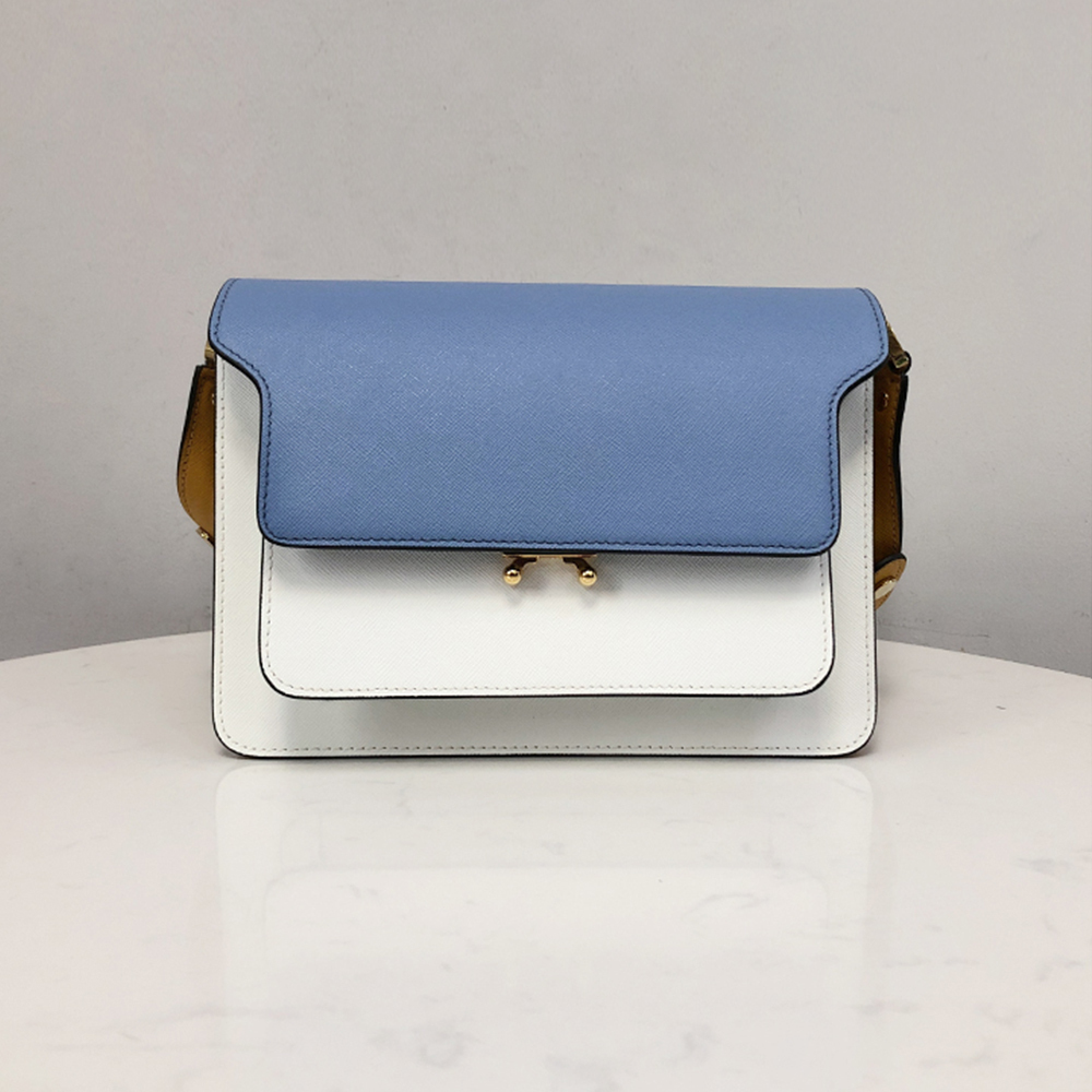 Marni Medium Accordion Bag, Sky Blue and White