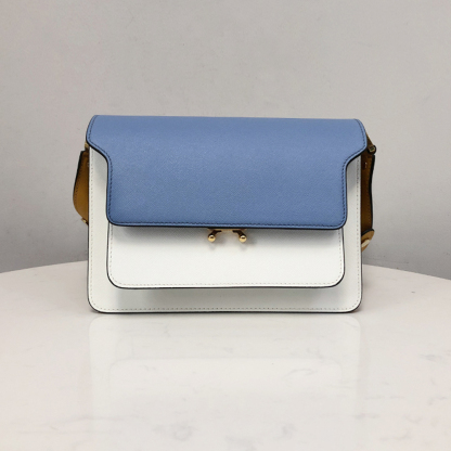 Marni Medium Accordion Bag, Sky Blue and White