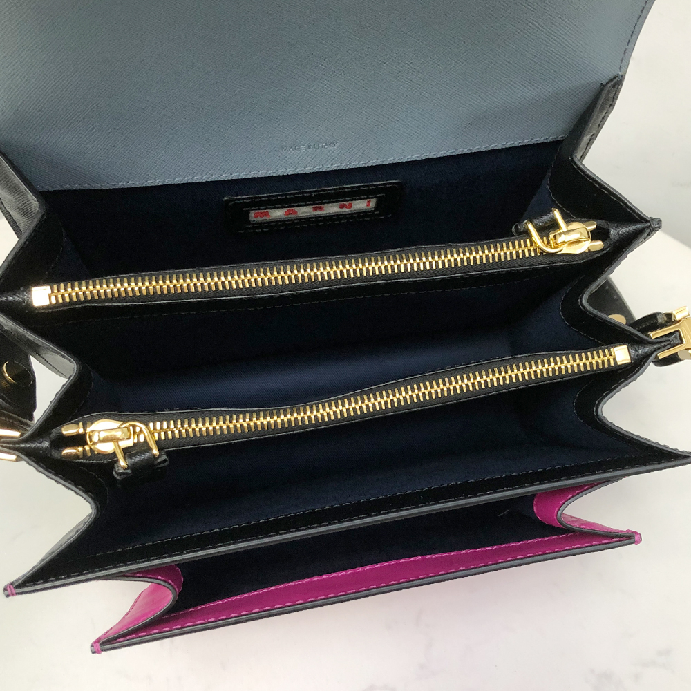 Marni Accordion Bag Medium Misty Blue and Rose Red