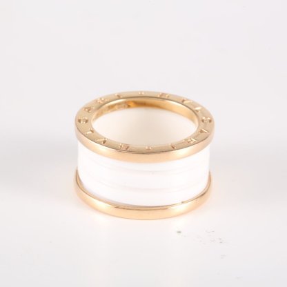 BVLGARI B.ZERO1 Coil Ring 18K Rose Gold,White Ceramic-Hana Vintage