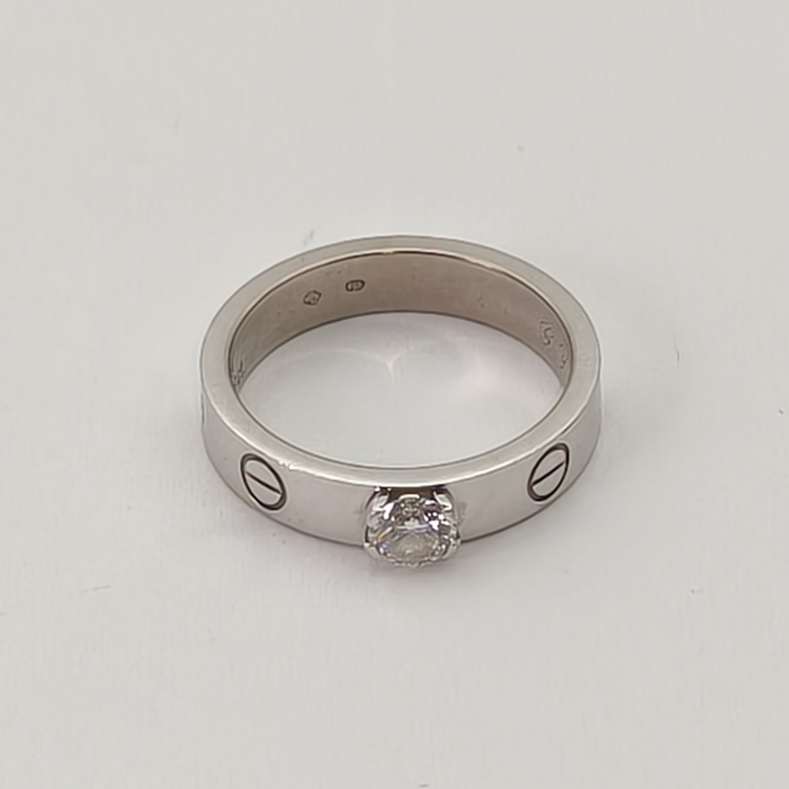 CARTIER LOVE 18K Gold Single Diamond Narrow Ring 18K White Gold,Diamond-Hana Vintage