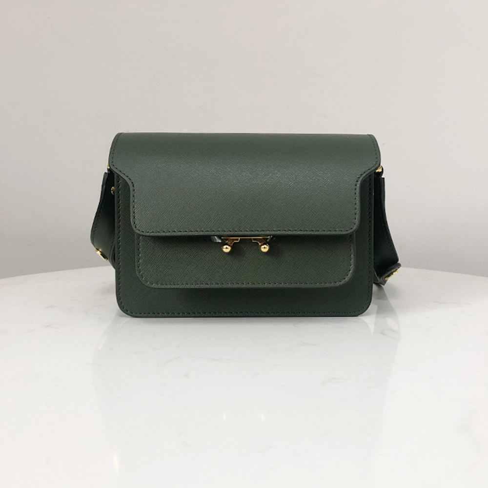 Marni Mini Accordion Bag, Postman Green Cross Pattern