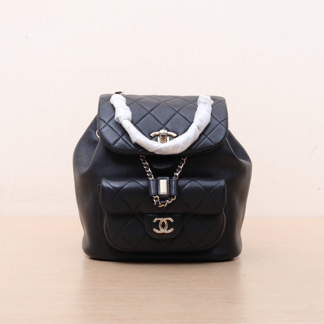 *CHANEL 23C Duma Drawstring Flap Backpack with Single Pocket, Small Size, 18cm-Hana Vintage