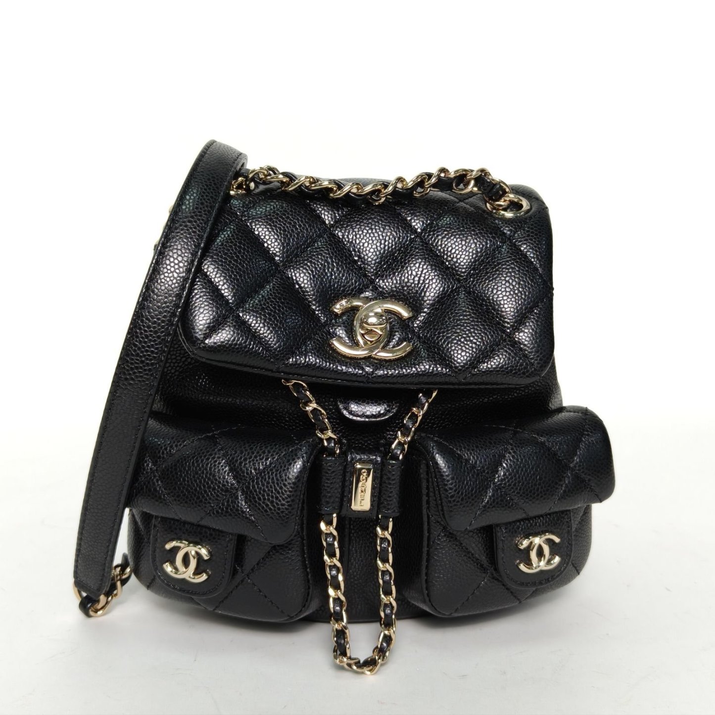 *CHANEL Duma Drawstring Flap Backpack Double Pocket Small 18cm-Hana Vintage